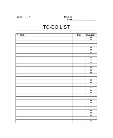 Work To Do List Template 6 Free Word Excelpdf Document Downloads