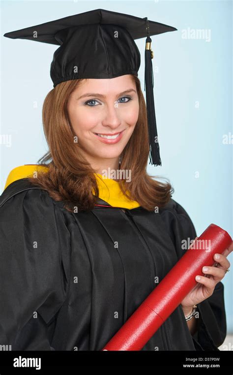 Portrait Of Graduate Student Holding Diploma Stock Photo Alamy