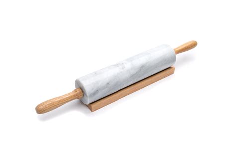 Fox Run Polished Marble Rolling Pin With Wooden Cradle 10 Inch Barrel