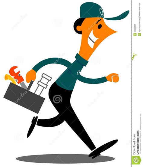 Worker Rushing With Tools For Plumbing Stock Vector - Illustration of ...
