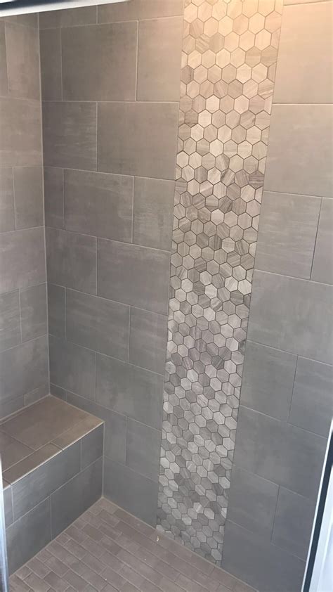 Hex Hexagon Tile Vertical Listello In Seated Shower Bathroom Shower