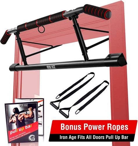 Iron Age Pull Up Bar For Doorway Angled Grip Home Gym Exercise