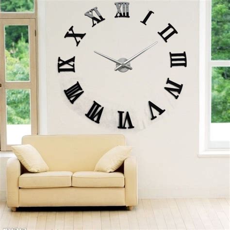 Roman Numerals Diy Large Wall Clock 3d Mirror Surface Sticker Home Office Decor Wanduhr Große