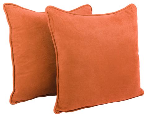 25 Double Corded Microsuede Square Floor Pillows Set Of 2 Tangerine