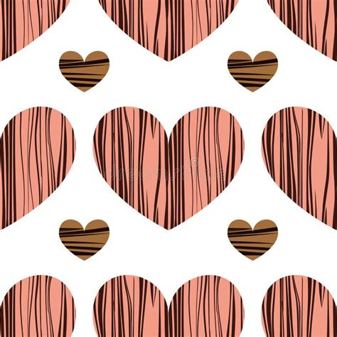 Pink And Beige Hearts With Stripes Stock Vector Illustration Of