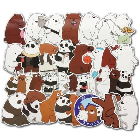 Jual O96 Sticker We Bare Bears Waterproof Cartoon Grizzly Panda 42 Pcs