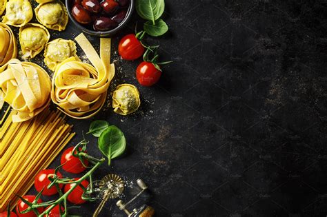 Italian Food Background On Dark High Quality Food Images ~ Creative