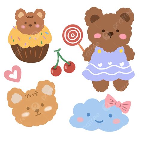 Korean Bear Stickers Png Image Cute Sticker Of A Korean Bear In A