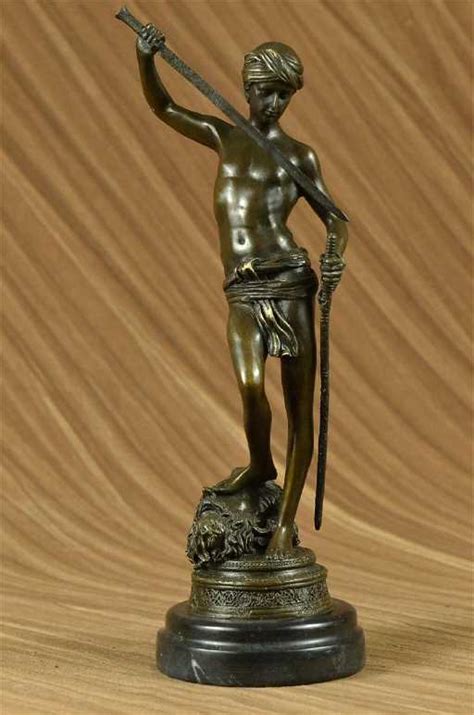 David And Goliath By Mercie Bronze Sculpture Mythical