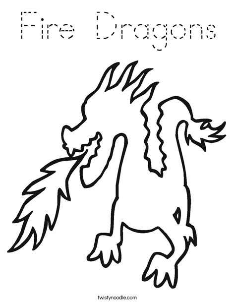 Gift printed dragon animal templates to all the kids you know, so that they can decorate their scrapbooks with the faces of the creatures they love the most and live your passion for the fascination created by dragons. Fire Dragons Coloring Page - Tracing - Twisty Noodle