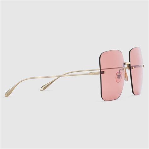 Oversized Square Frame Sunglasses In Gold Toned Metal Gucci® Uk