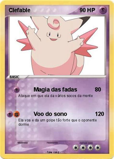 Clefable resembles a larger clefairy, with bigger ears and tail, larger wings, and no claws on its hands. Pokémon Clefable 48 48 - Magia das fadas - My Pokemon Card