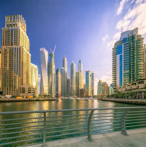 Day View Of Dubai Marina Bay With Clear Sky Uae Editorial Photography