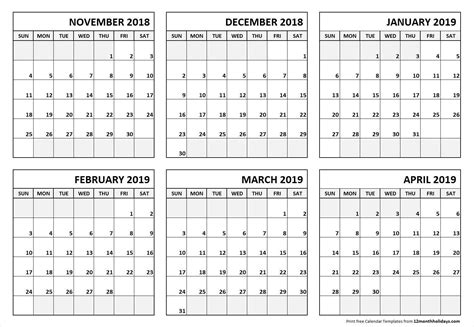 Exceptional 6 Month Calendar Blank Calendar Printables June 2019