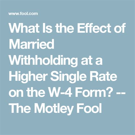 What Is The Effect Of Married Withholding At A Higher Single Rate On
