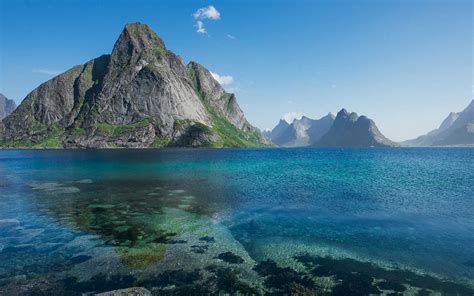 Stone Mountains In The Sea Norway Island Lofoten Nature Landscape