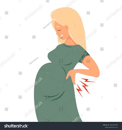 Pregnant Woman Experiencing Back Pain Backache Stock Vector Royalty
