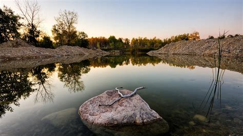 Photography Nature Landscape Trees Lake Water Rock Sunrise