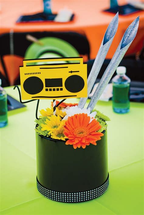 Dj Party Centerpiece With Boombox Printable 80s Hip Hop Party Hip Hop