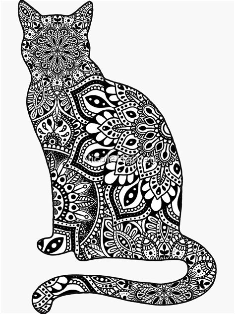 Mandala Cat Sticker For Sale By Nicoleharvey Redbubble