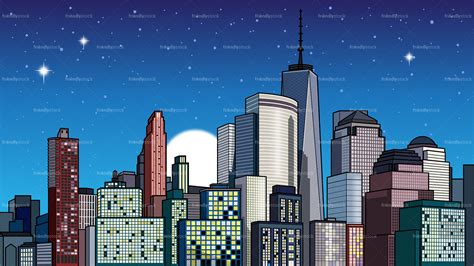 City At Night Background Cartoon Clipart Vector
