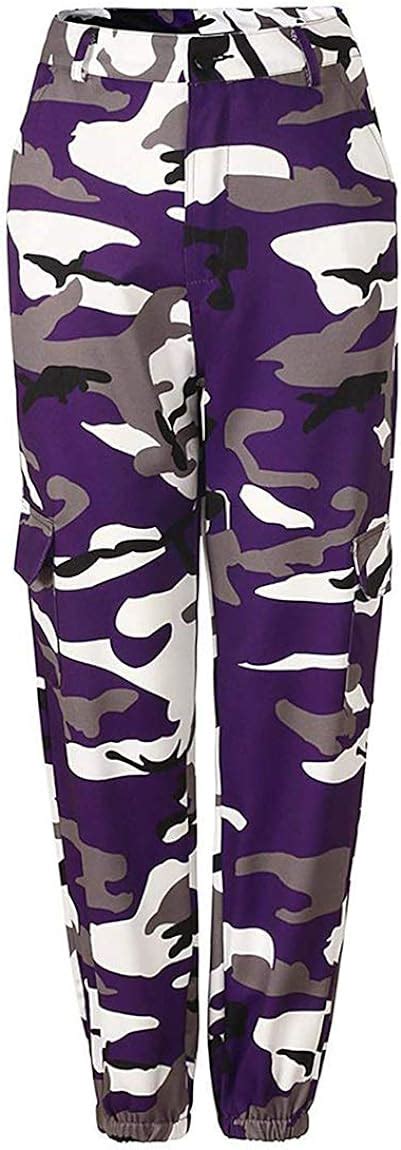 Women Camo Cargo High Waist Hip Hop Trousers Pants Military Army Combat