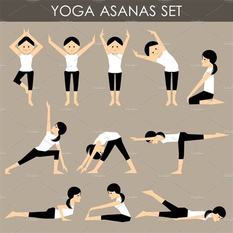 Asana is a clean, flat and modern html template suitable for any type of sport and dance studios, gyms, . Asanas in yoga. | Custom-Designed Illustrations ~ Creative ...