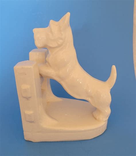Vintage Scottie Dog Bookend Ceramic Dog Bookend White Etsy