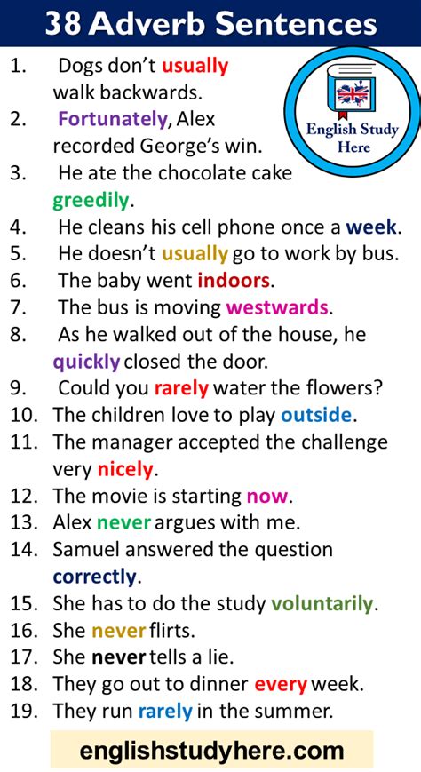 To talk about the past: 38 Adverb Sentences, Example Sentences with Adverbs in English - English Study Here