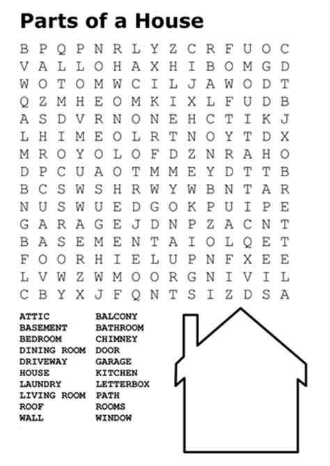 Parts Of A House Word Search By Sfy773 Teaching Resources