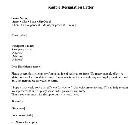 Personal Problem Resignation Letter Format