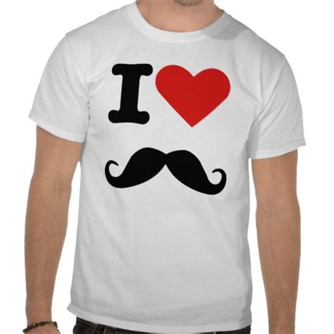 I Love Moustache T Shirt Design Funny Humour Clever Heart T Shirts Tee Tees T Shirt