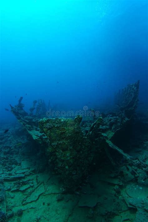 Very Old Ship Wreck From 1800 S Inside The Reef Verticle Stock Image
