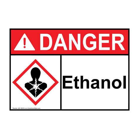 Ansi Ghs Ethanol Sign With Symbol Ade