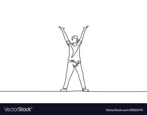 Man Holding Hand Gesture Continuous One Line Vector Image