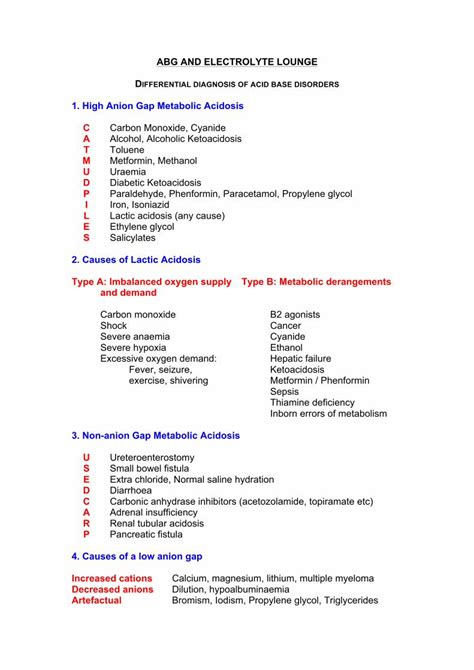 PDF ABG AND ELECTROLYTE LOUNGE DIFFERENTIAL DIAGNOSIS OF ABG AND ELECTROLYTE LOUNGE