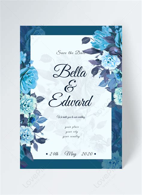 Blue Floral Happy Wedding Invitation Template Imagepicture Free