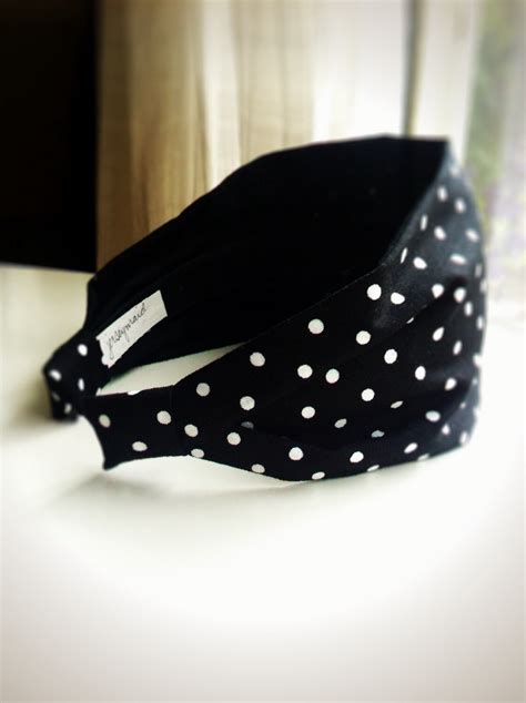 Polka Dot Headband Polka Dots Hairband Fabric Black With White Etsy