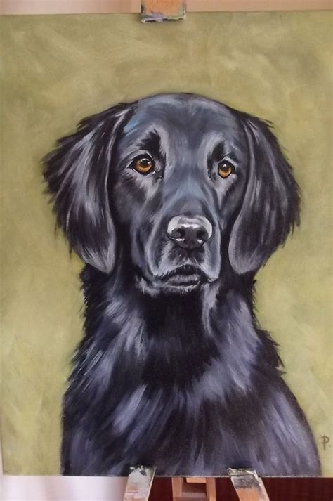 Flat Coated Retriever Dog Paintings Dog Art Black Dog