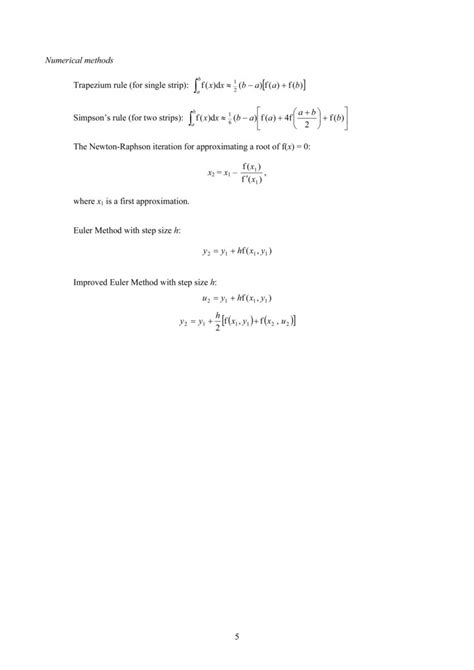 Mf26 Formula Sheet For Jc A Level Mathematics H1 H2 H3