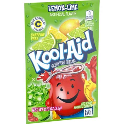 Kool Aid Unsweetened Lemon Lime Green Powdered Soft Drink Mix Packet 0 13 Oz Jay C Food Stores