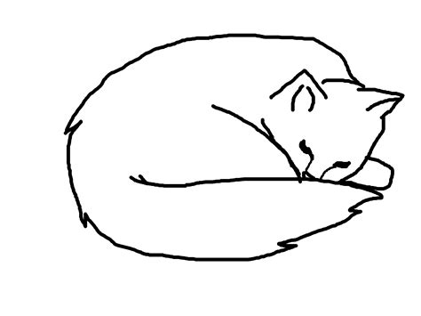 Simple Curled Up Cat Drawing Goimages Web
