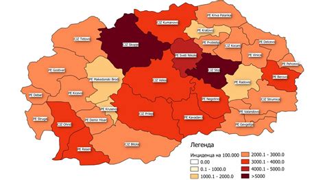 Мапа Во кои градови во Македонија има најмногу заболени со Ковид 19