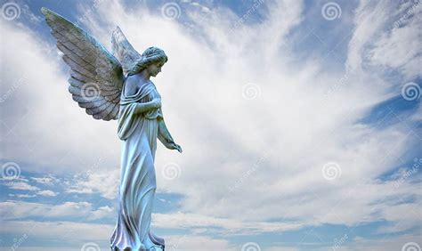 Beautiful Angel In Heaven Over Cloudy Sky Stock Illustration