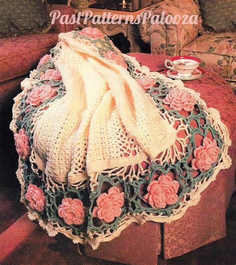 Vintage Crochet Pattern Lacy Victorian Rose Border Afghan Pdf Instant