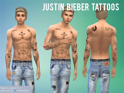 Justine777s Justin Bieber Tattoos Sims 4 Tattoos Sims 4 Sims