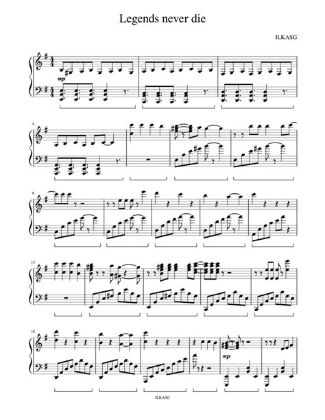 Legends Never Die Sheet Music For Piano Solo
