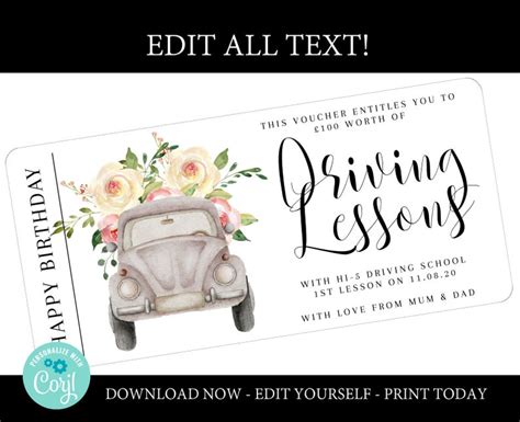 Sep 12, 2019 · driving lesson voucher template free have you made an effort to pick out the ideal present for somebody that is impossible to shop for. Driving lessons gift voucher printable driving lesson ...