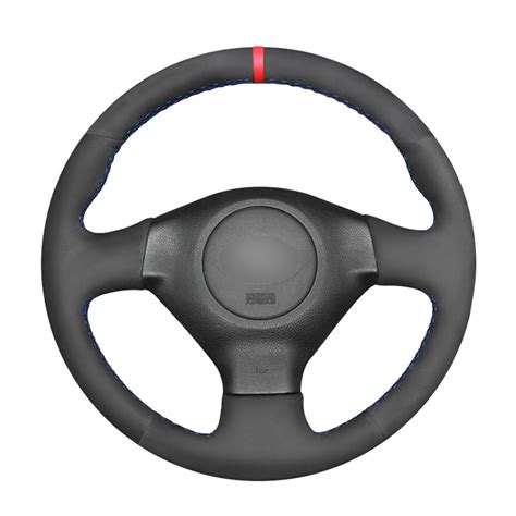 Mewant Black Suede Red Marker Steering Wheel Cover For Subaru Forester