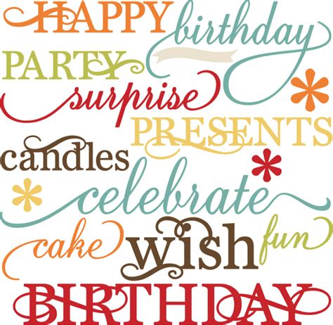 Birthday Words Set Svg Cutting Files For Scrapbooking Paper Crafts
